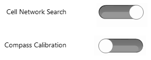 Toggle buttons in on/off states shown in grey to simulate Achromatopsia